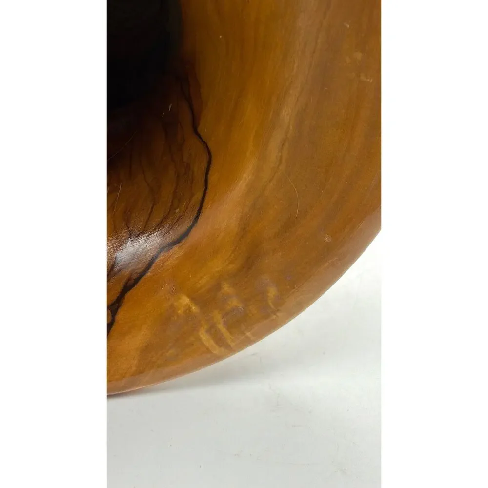 Vintage turned olive wood vase. Rustic and hand crafted.